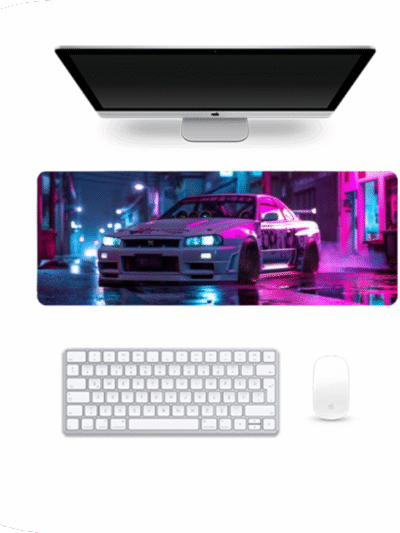 Neon Night Drift Gaming Mousepad – Nissan R34 Edition