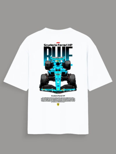 Scuderia Ferrari HP Blue Edition Tee – Front View Formula 1 Drop