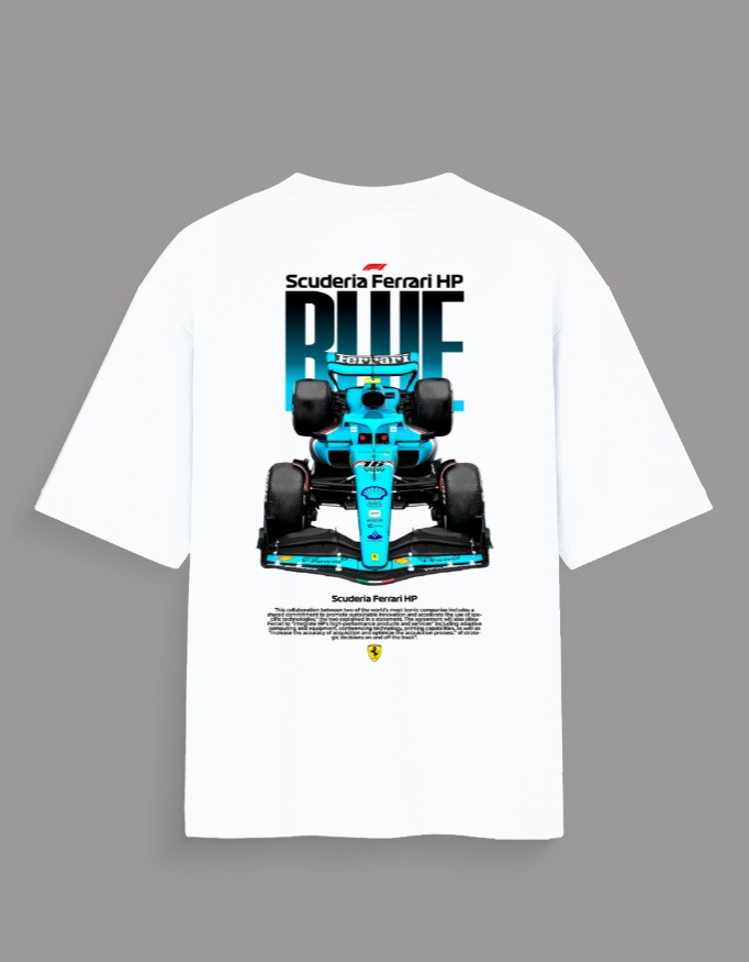Scuderia Ferrari HP Blue Edition Tee – Front View Formula 1 Drop