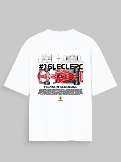 #16 Leclerc Ferrari Tee – Scuderia Blueprint Edition (Oversized)