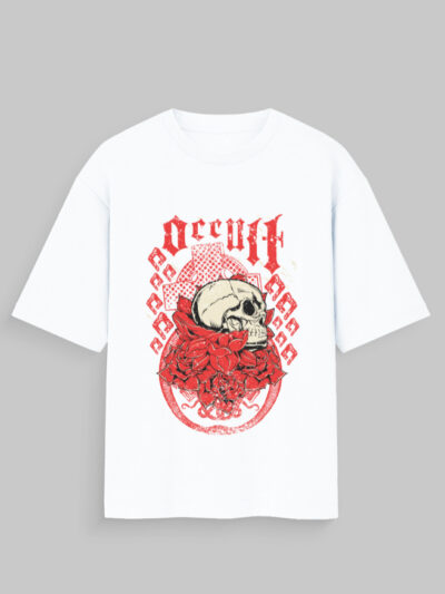 Occult Skull & Roses Oversized T-Shirt – Dark Streetwear Vibes | Unisex Oversized Standard T-Shirt