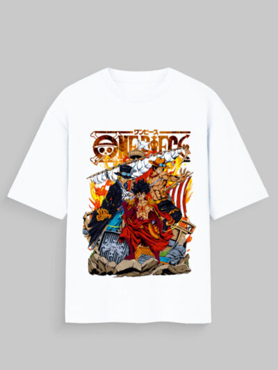 One Piece Brothers Legacy Oversized Tee – Luffy, Ace & Sabo