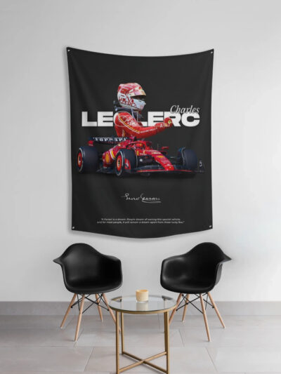 Charles Leclerc Ferrari F1 Wall Art – Racing Legend Fabric Poster