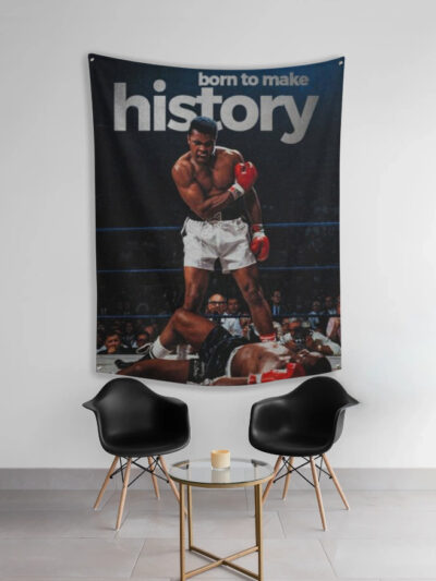 Born to Make History Wall Art – Boxing Legend Fabric Poster | Inspirational Sports Decor