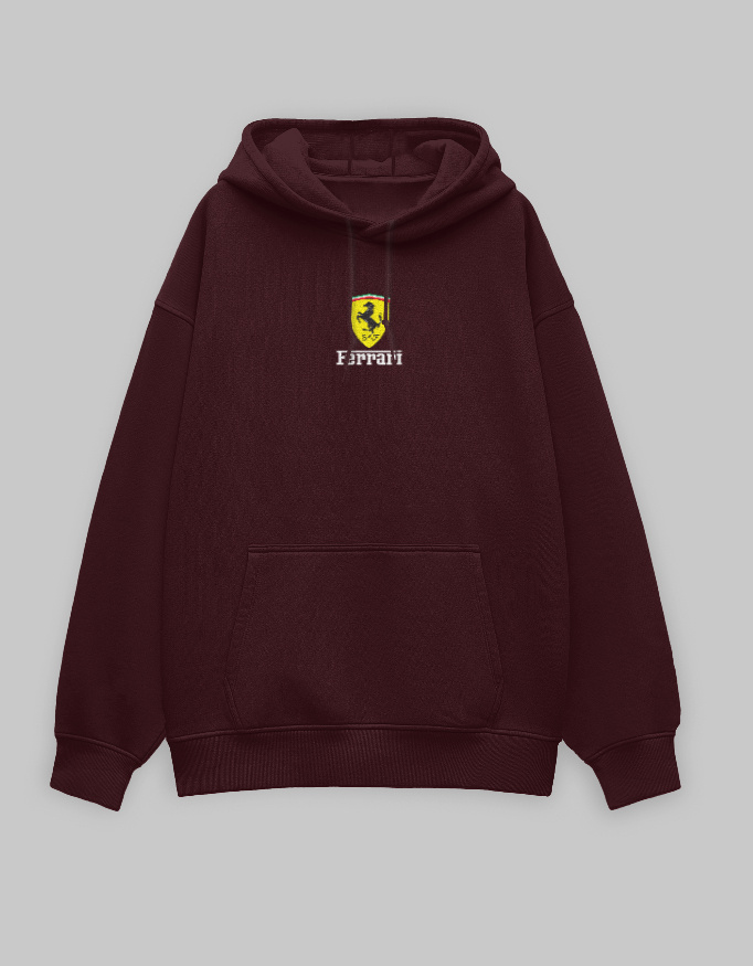 Ferrari Embroidered Logo Hoodie – Premium F1 Streetwear for Racing Enthusiasts | Unisex Oversized Hoodie