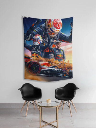 Max Verstappen Red Bull Racing Wall Art – Formula 1 Champion Fabric Poster | F1 Room Decor