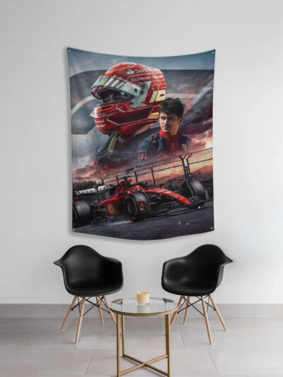 Charles Leclerc Ferrari F1 Wall Art – Scuderia Ferrari Racing Fabric Poster | Formula 1 Room Decor