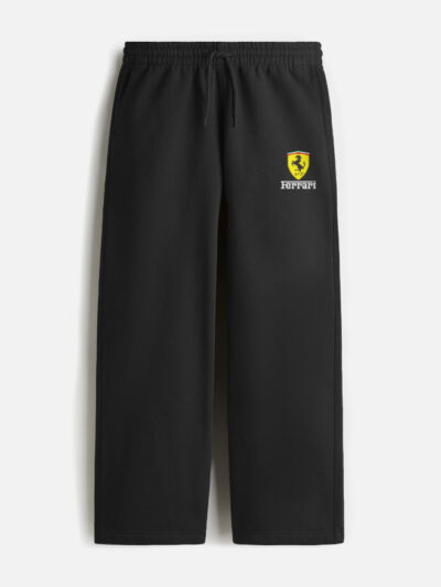 Ferrari Embroidered Logo Black Sweatpants – Premium F1 Streetwear Joggers for Motorsport Fans | Unisex Sweatpants